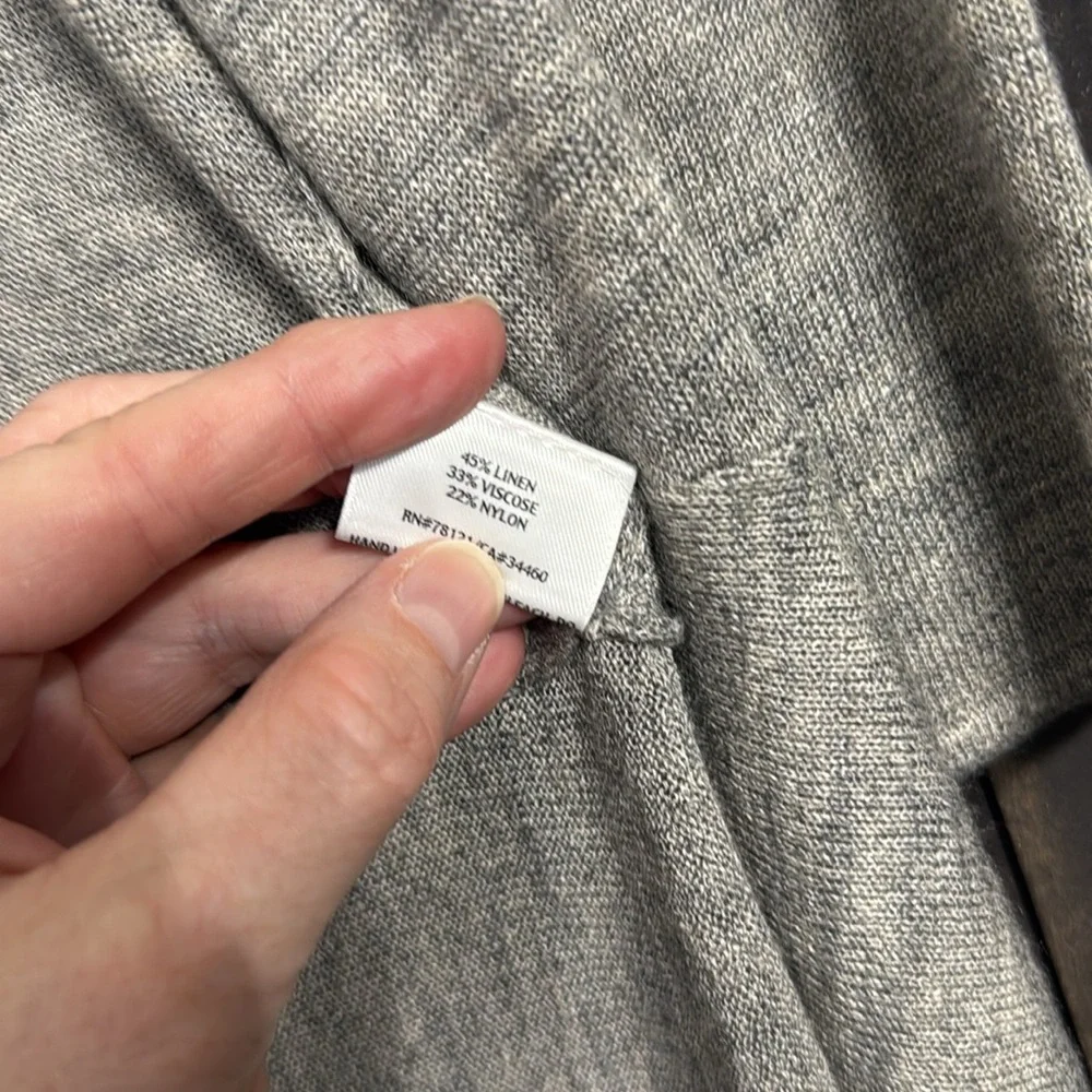 Eileen Fisher Linen‎ Blend Cardigan marbled gray Open Front 3/4 Sleeve Size XS